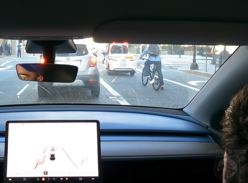 WATCH: Tesla FSD In Action As It Almost Mows Down A Cyclist